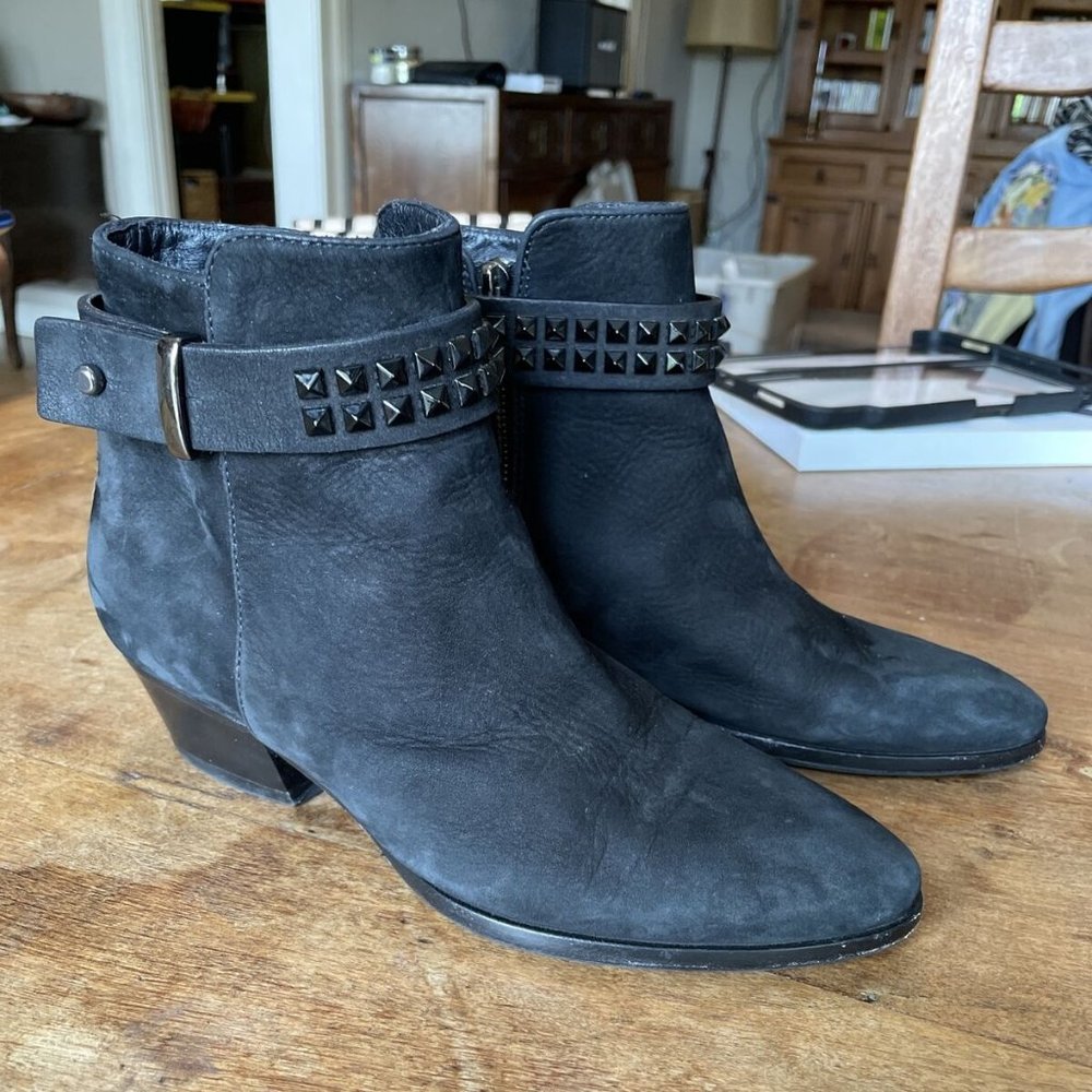 Barbara Bui Black Suede Studded Ankle Booties  - EU 36